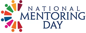 mentoring logo National Mentoring Day logo with a multicolored circular figure beside the text National Mentoring Day in blue serif font.